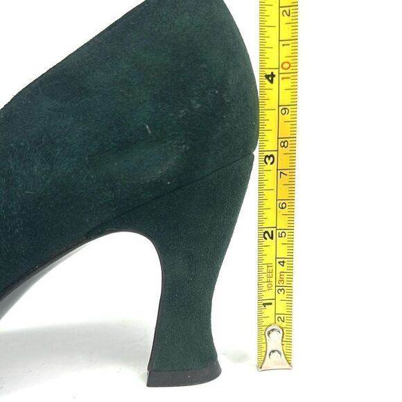 New Stuart Weitzman Green Suede Heels Pumps Gold Tone Leather Lining US 8 B - Picture 12 of 12